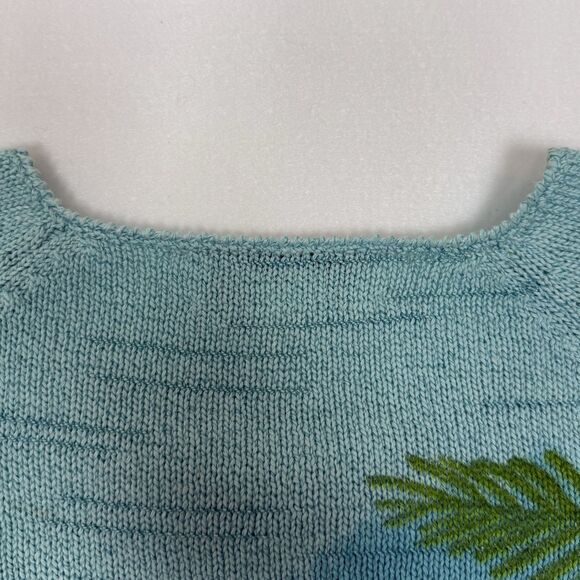 Vintage Susan Bristol Y2K Sz L Palm Tree Embroidered Beaded Cardigan - Picture 12 of 15